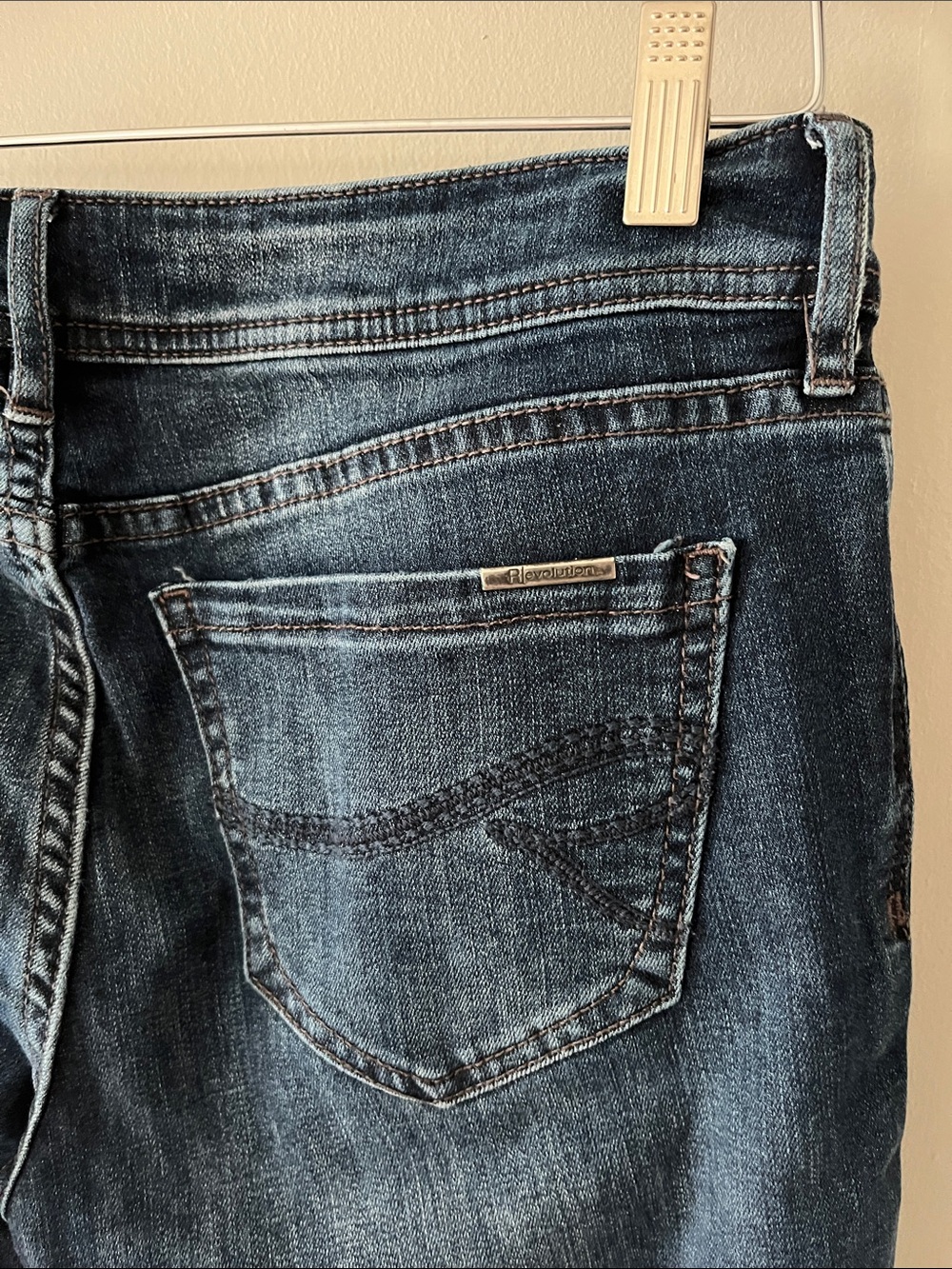 Revolution Dark Blue Cropped Stretch Jeans